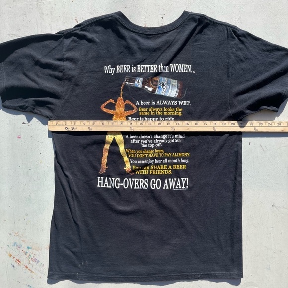 Men’s Cowboy Up T-Shirt Black Beer Women L Crew Range Country Ranch Cattle - Picture 9 of 12